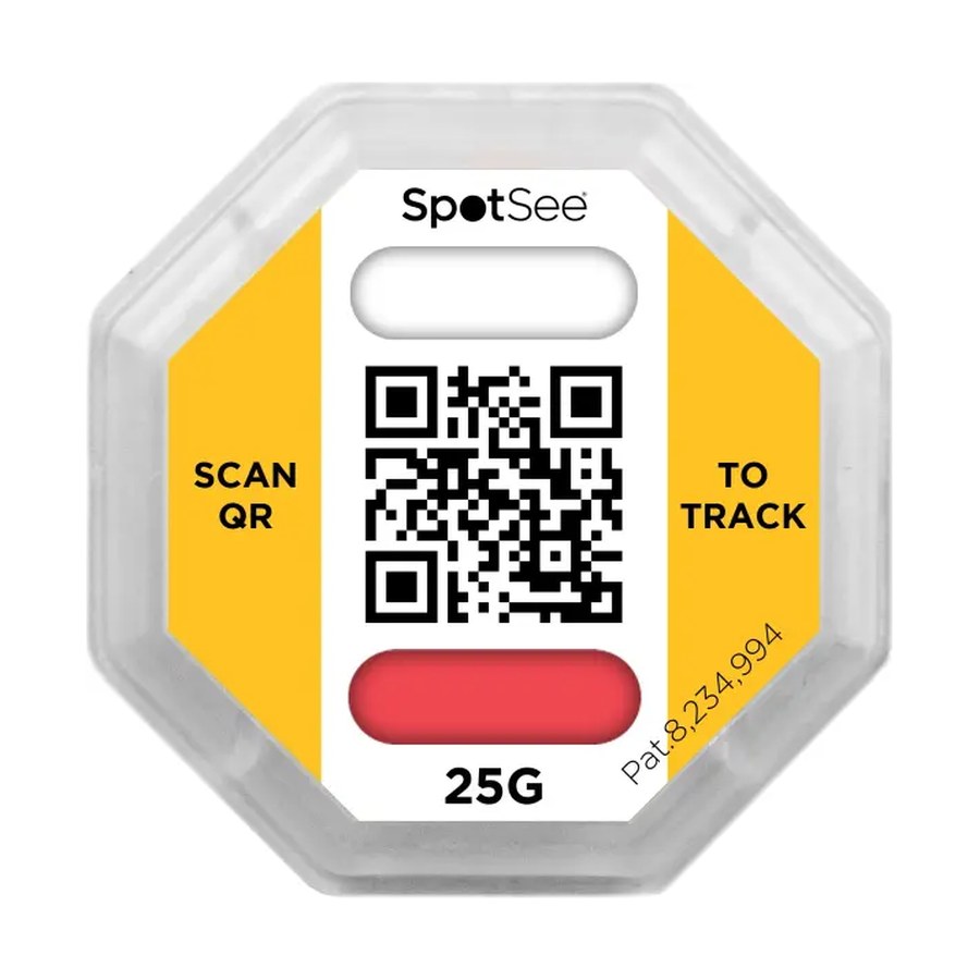 ShockWatch 2 QR, 25 G, po nárazu s červeným okienkom