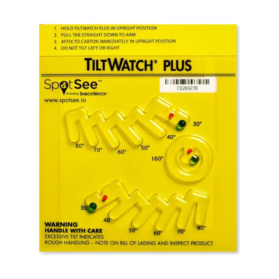 Indikátor naklonenia TiltWatch Plus, pohľad zhora
